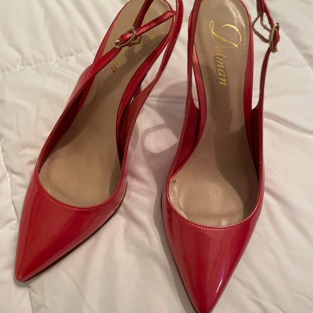 Delman size 5 1/2 coral sling back shoes